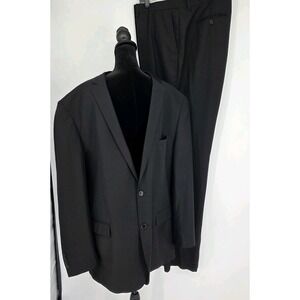Alain Dupetit Mens Suit 54L‎ 50x38 Black Unhemmed Pants 2 Piece